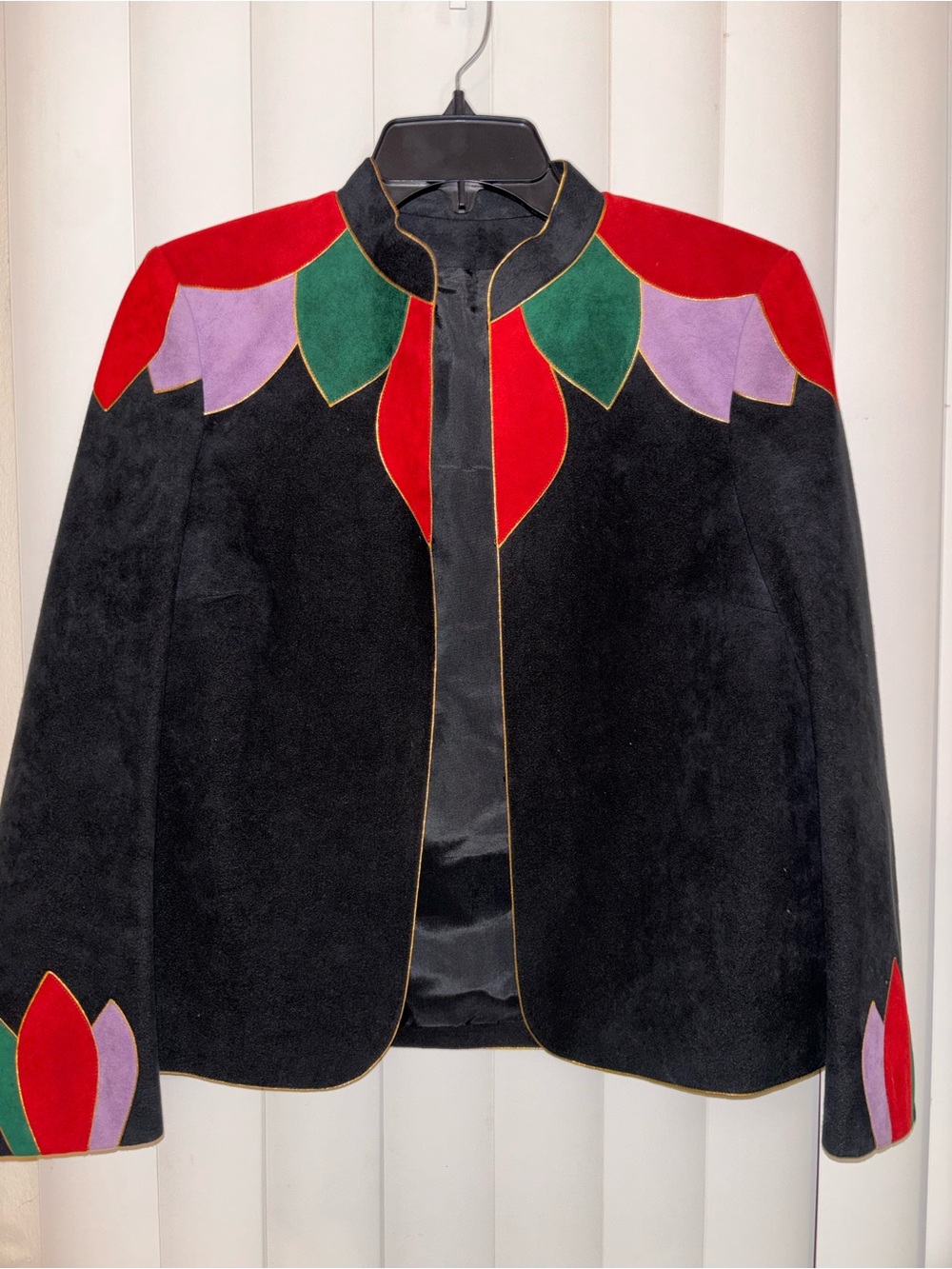 Vintage Lloyd Williams Ultra Suede Patchwork Jacket Skirt Suit, 1980's